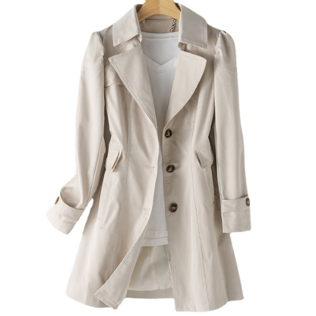 Tailored Ladies Trench Coat with Buttons and Classic Collar