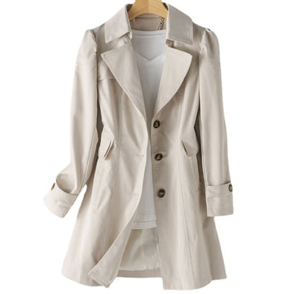Tailored Ladies Trench Coat with Buttons and Classic Collar
