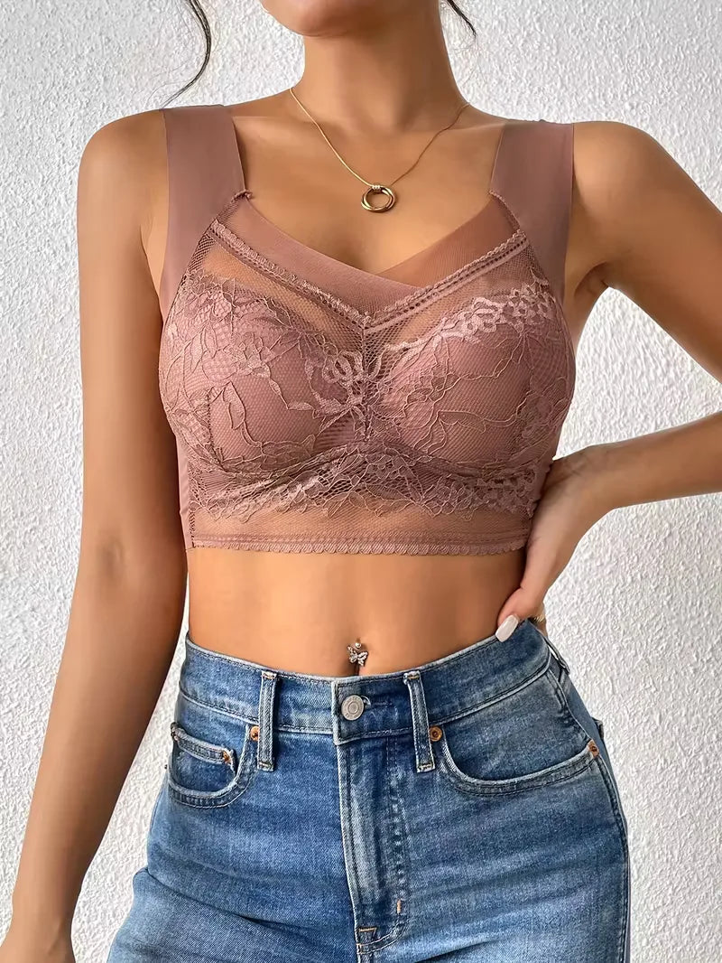 Lace Bra with V-Neck