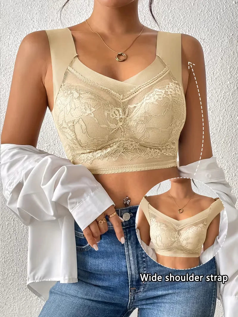 Lace Bra with V-Neck