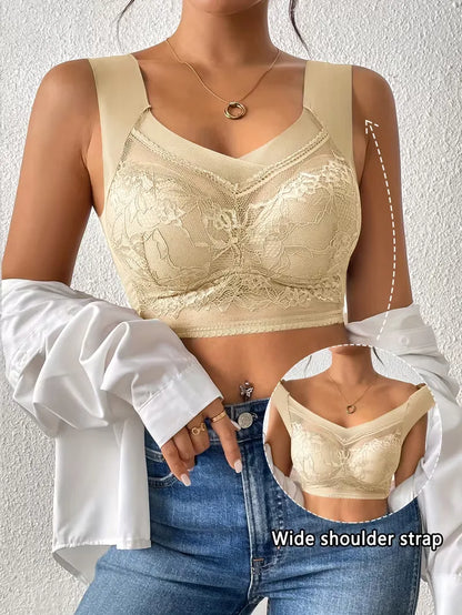 Lace Bra with V-Neck