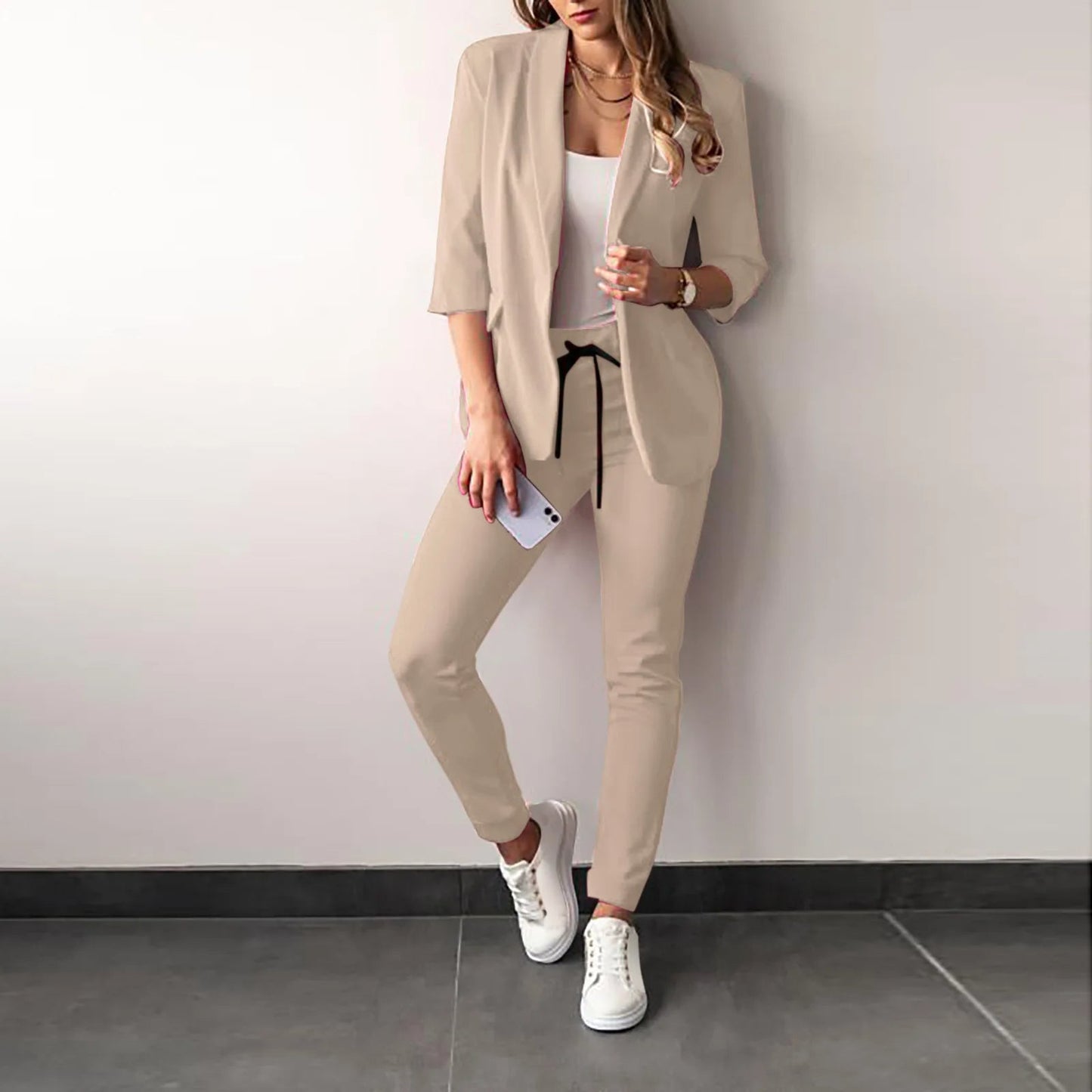 Ladies Blazer Set with Slim Fit Pants