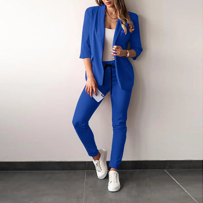 Ladies Blazer Set with Slim Fit Pants