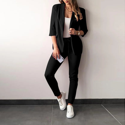 Ladies Blazer Set with Slim Fit Pants