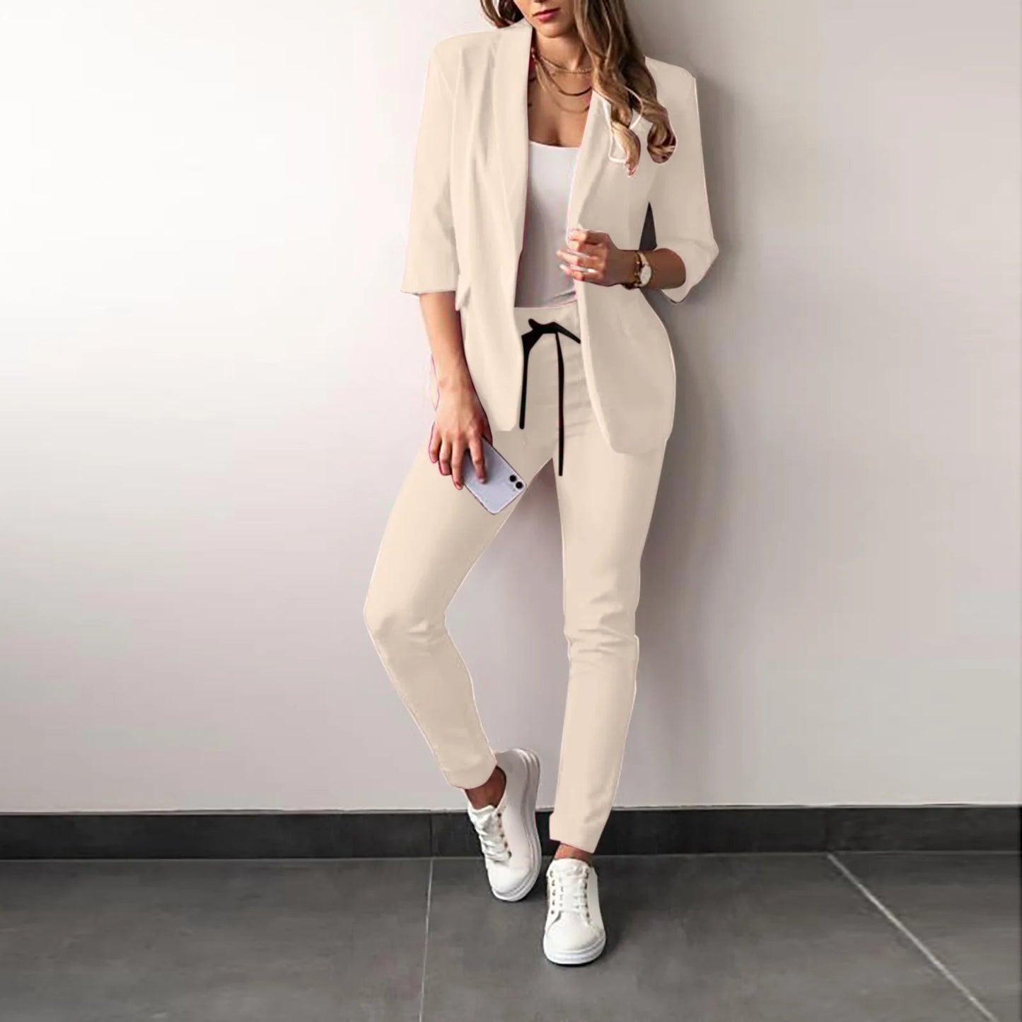 Ladies Blazer Set with Slim Fit Pants