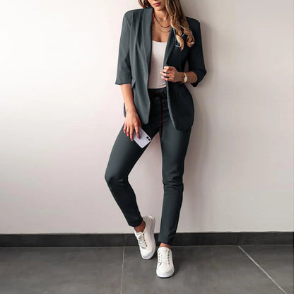 Ladies Blazer Set with Slim Fit Pants