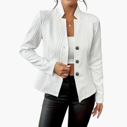 Ladies Blazer with Notched Collar and Button Closure