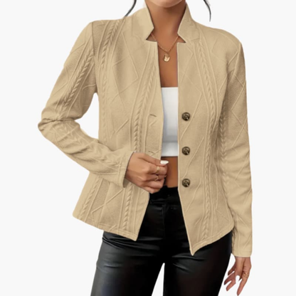 Ladies Blazer with Notched Collar and Button Closure