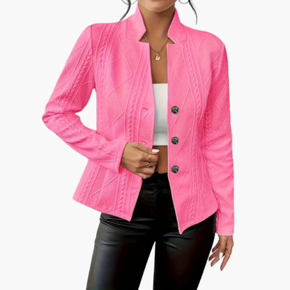 Ladies Blazer with Notched Collar and Button Closure