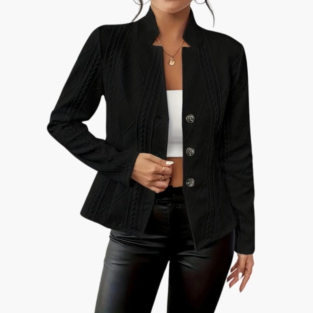 Ladies Blazer with Notched Collar and Button Closure
