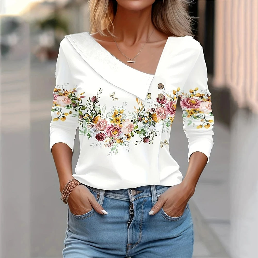 Ladies' Blouse - Floral Print - Ideal for Spring