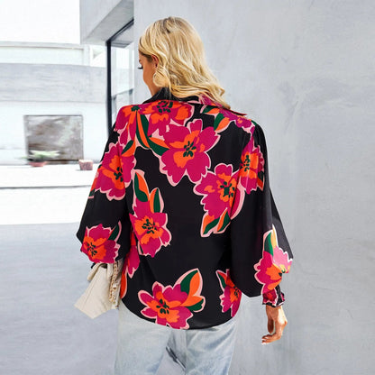 Ladies' Blouse with Floral Print - Flora