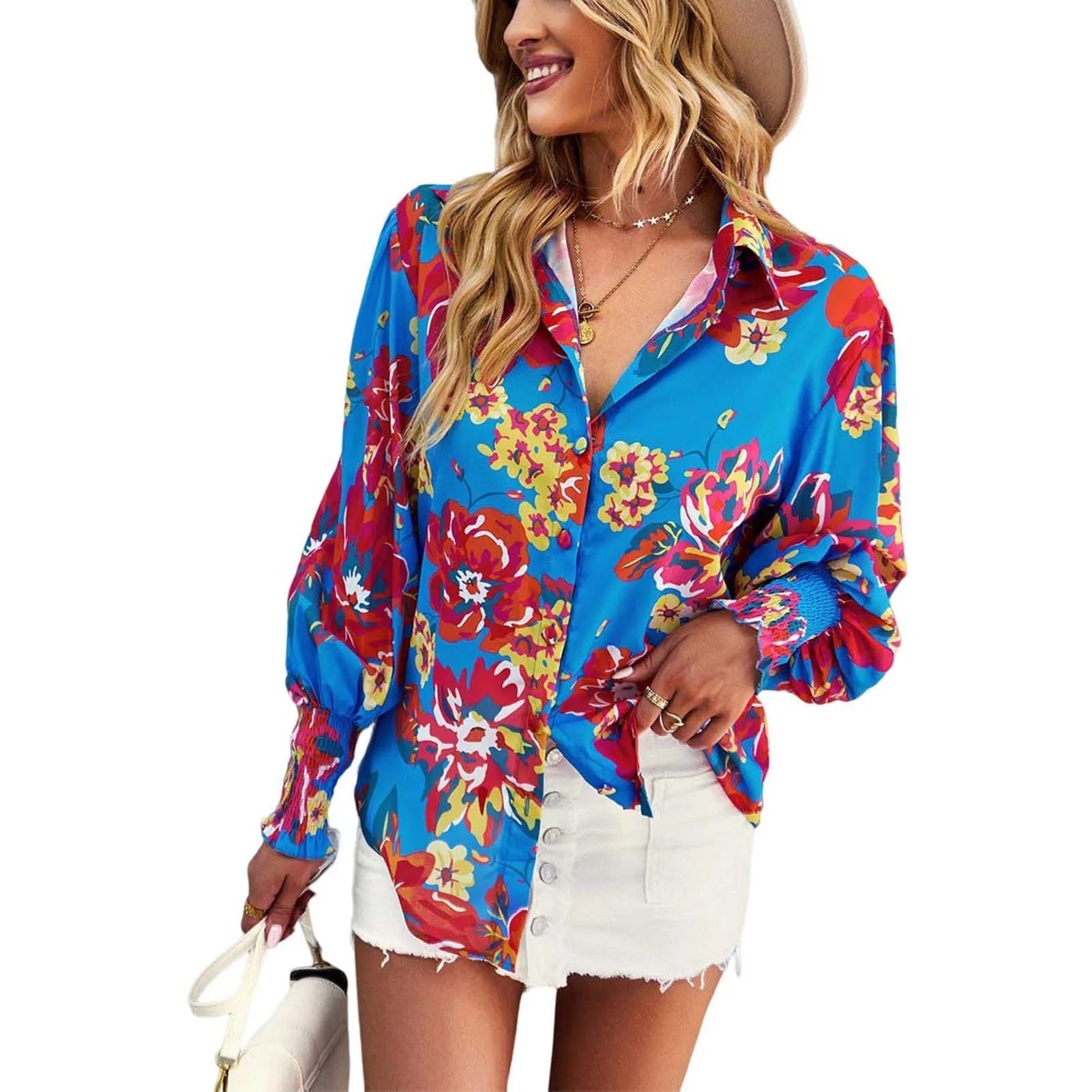 Ladies' Blouse with Floral Print - Flora