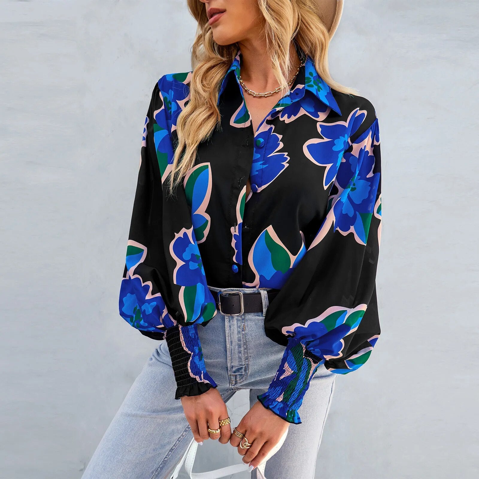 Ladies' Blouse with Floral Print - Flora