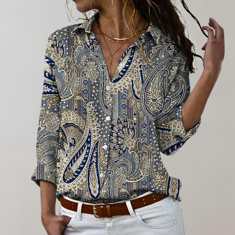 Ladies' Blouse with Long Sleeves and Print