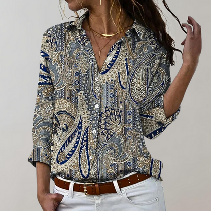 Ladies' Blouse with Long Sleeves and Print