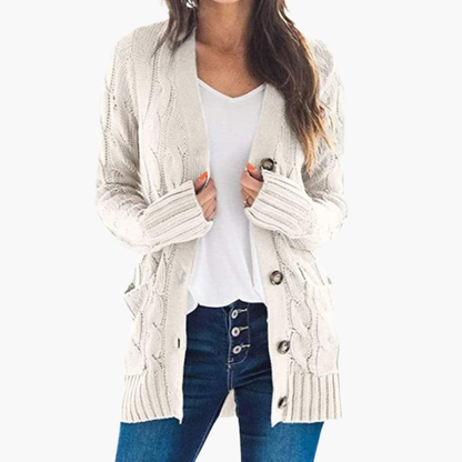 Ladies Cardigan with Buttons and Pockets