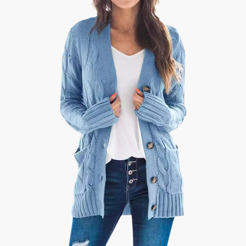 Ladies Cardigan with Buttons and Pockets