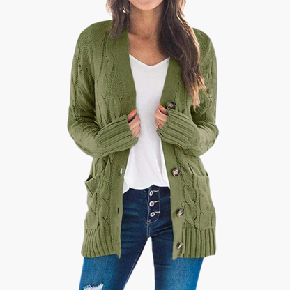Ladies Cardigan with Buttons and Pockets