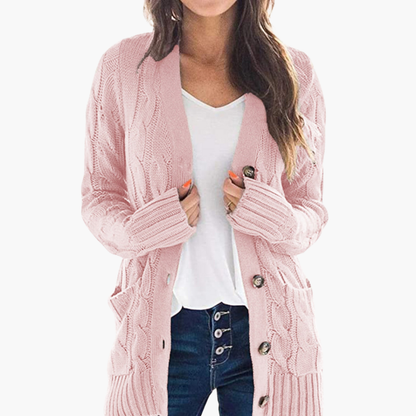 Ladies Cardigan with Buttons and Pockets