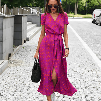 Ladies' Dress with Split Hem and Lace-Up Closure