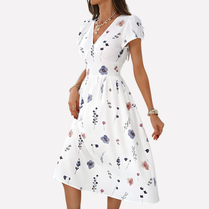 Ladies' Dress with V-Neck and Pockets