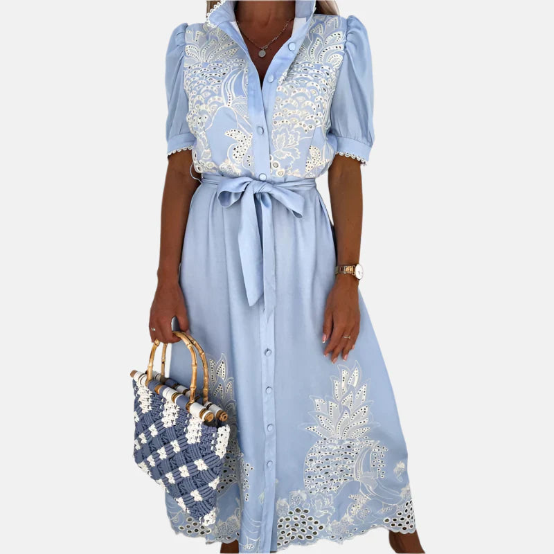 Ladies Embroidered Blue Dress