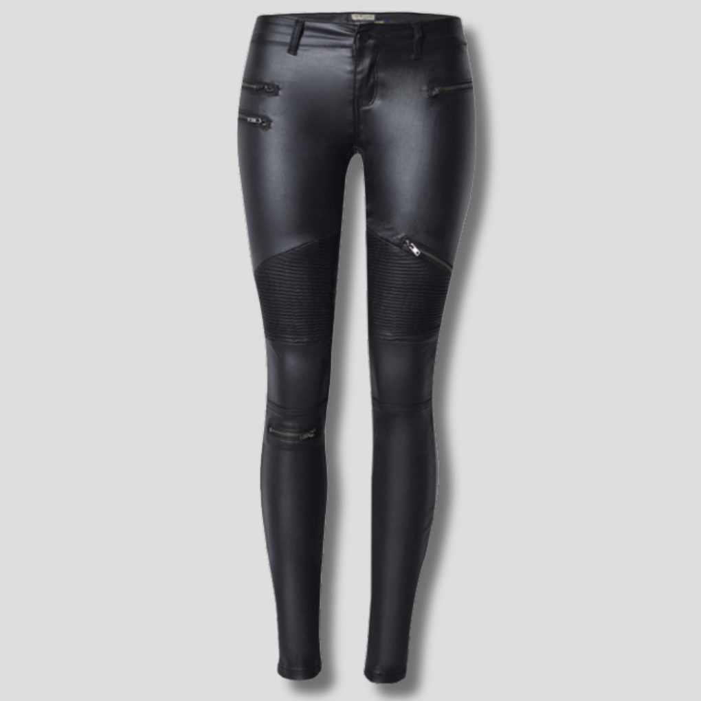 Ladies' Faux Leather Slim-Fit Pants