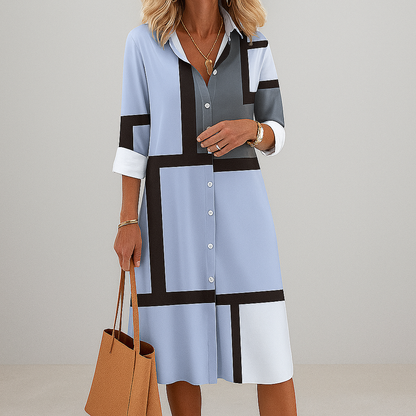 Ladies' Geometric Pattern Shirt Dress