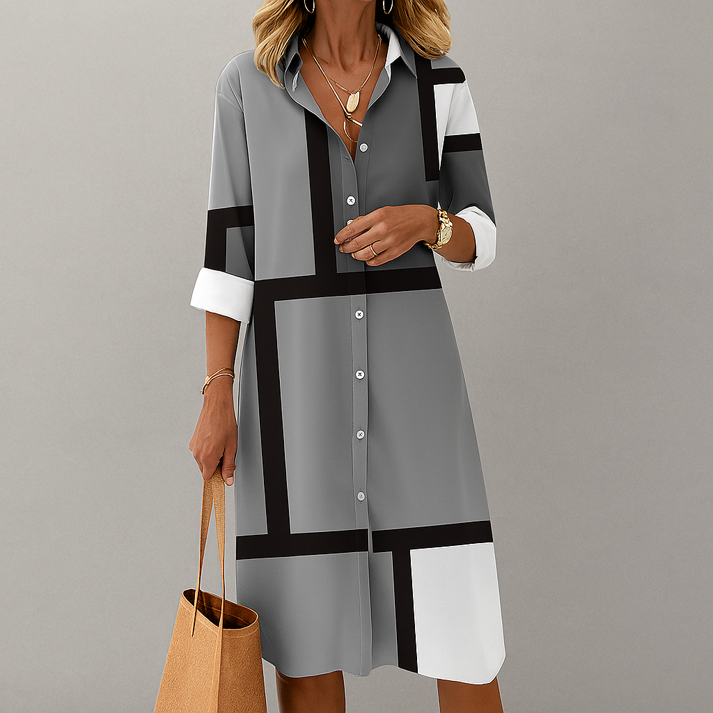 Ladies' Geometric Pattern Shirt Dress