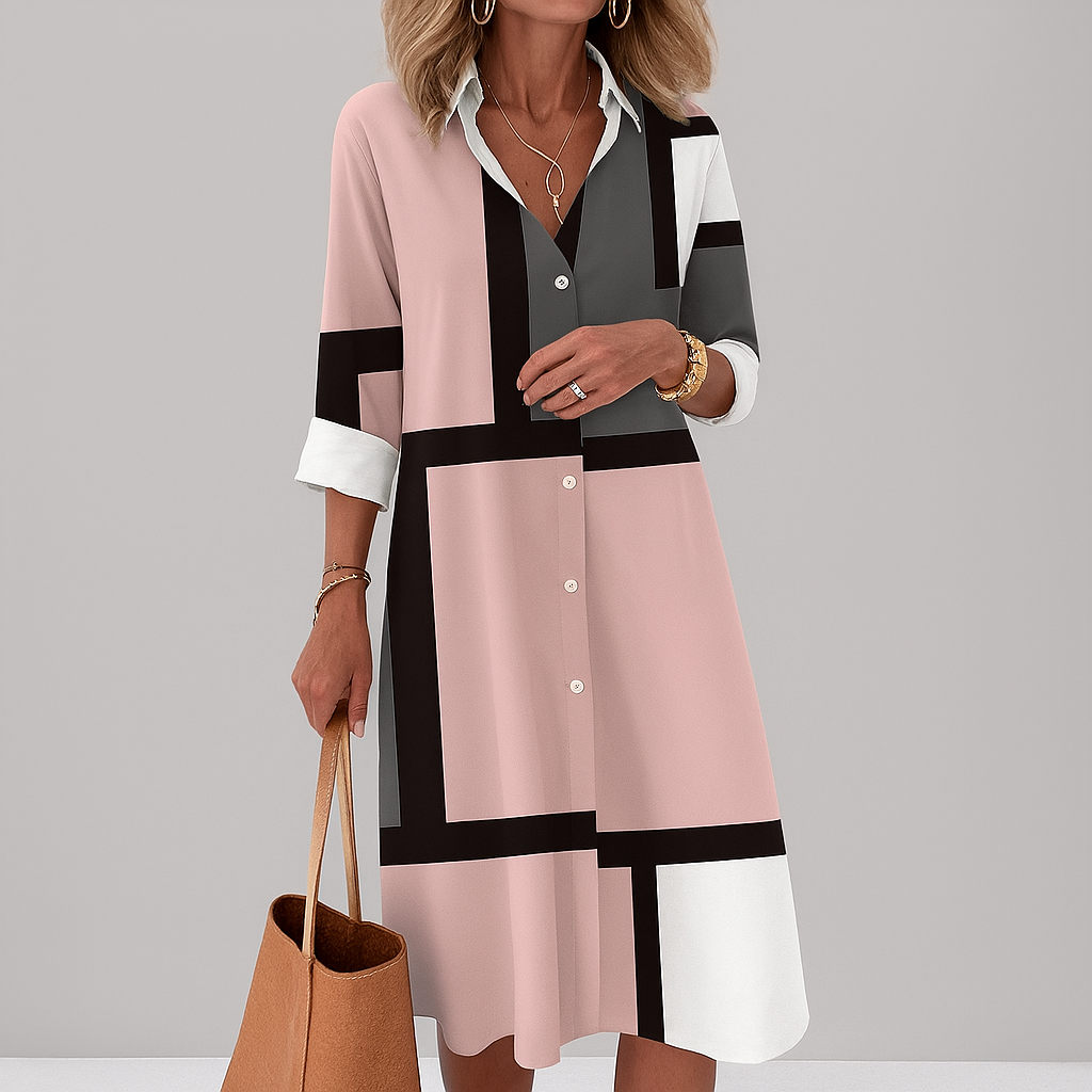 Ladies' Geometric Pattern Shirt Dress