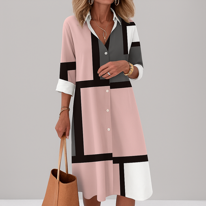 Ladies' Geometric Pattern Shirt Dress