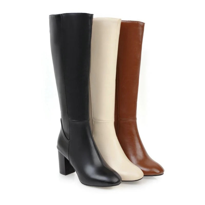 Ladies' Heeled Boots - Knee-High Boots with Zipper | Daisy