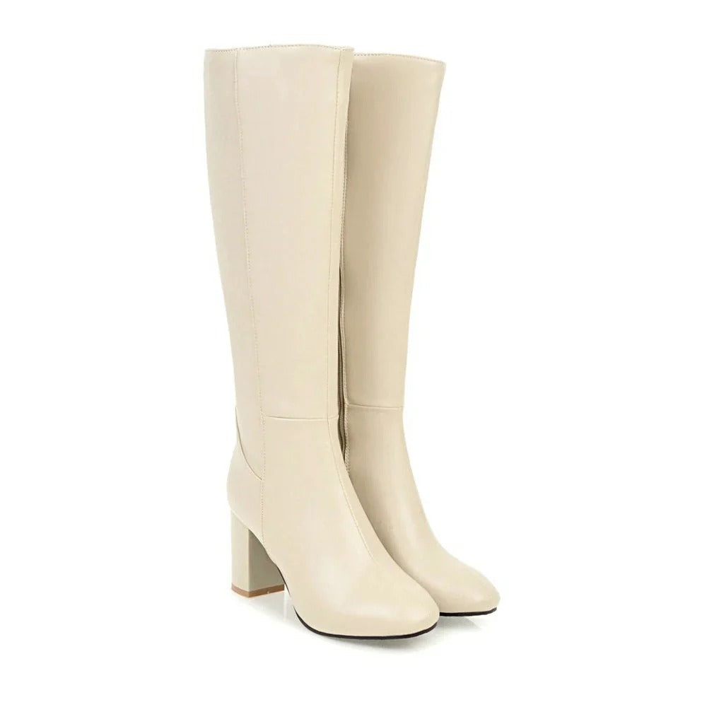 Ladies' Heeled Boots - Knee-High Boots with Zipper | Daisy