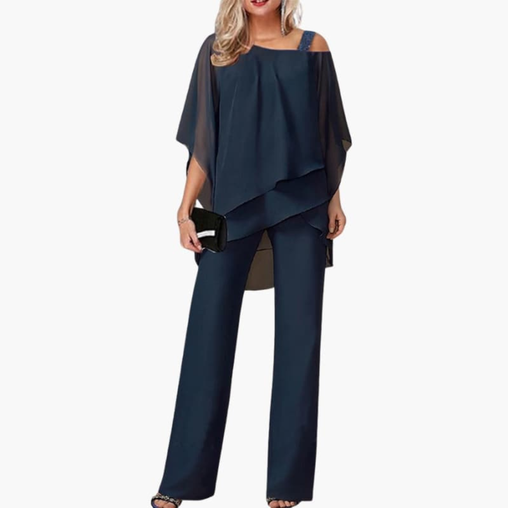 Ladies Jumpsuit with Cold Shoulder and Wide Legs