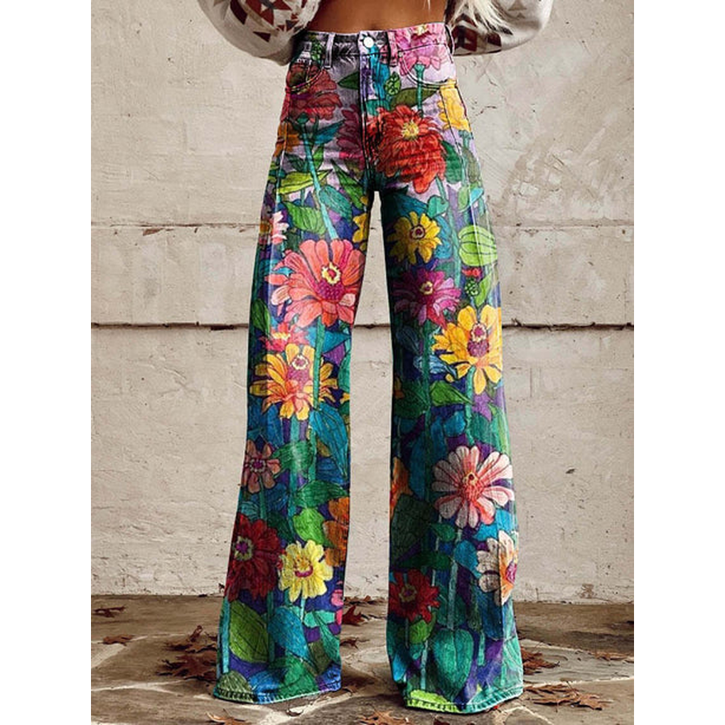 Ladies Long Pants – Ritan Floral and Solid Prints