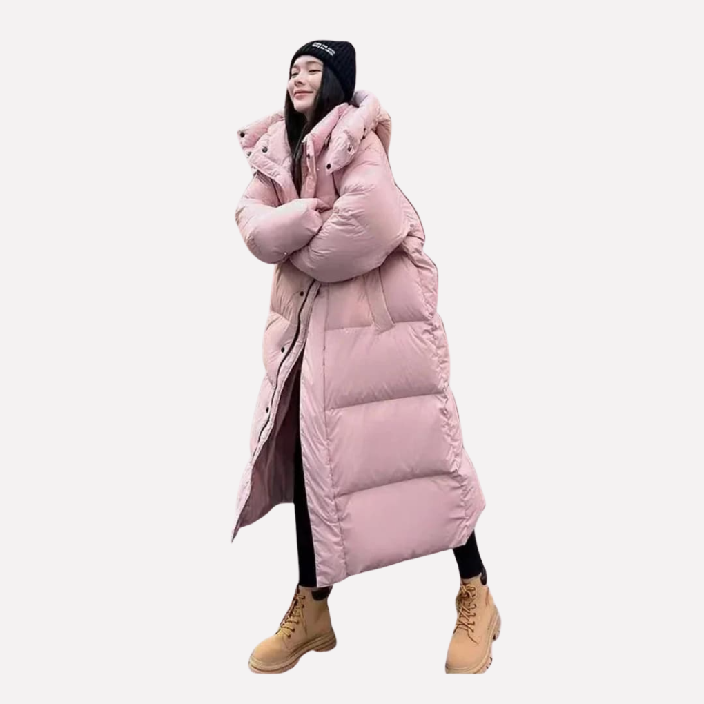 Ladies Long Puffer Jacket with Hood