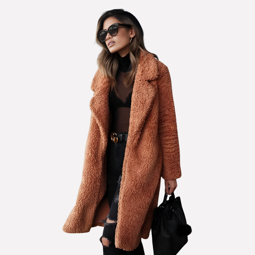 Ladies Long Teddy Coat