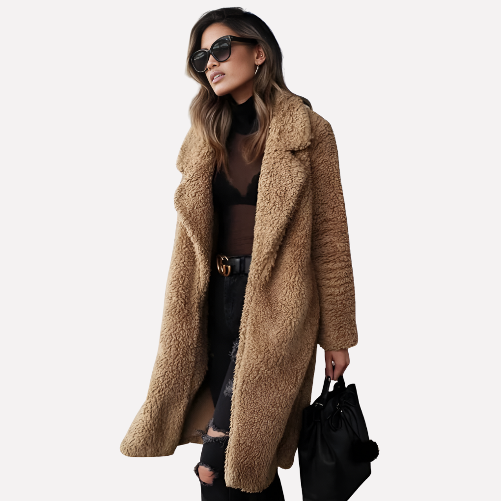 Ladies Long Teddy Coat