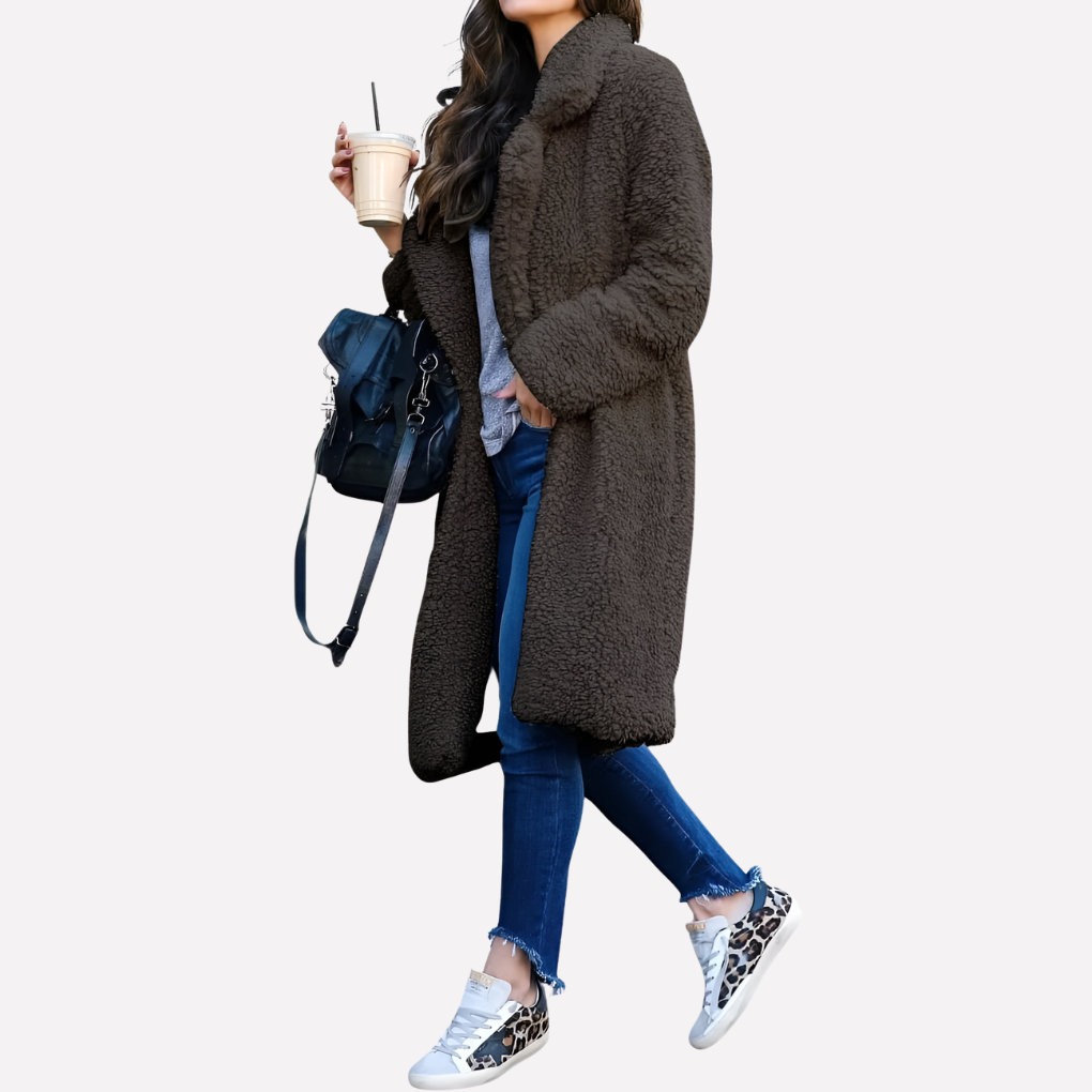 Ladies Long Teddy Coat