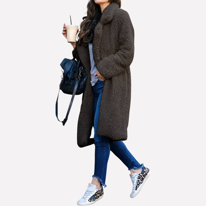Ladies Long Teddy Coat