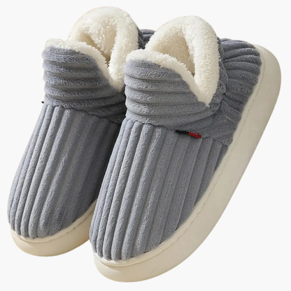 Ladies Plush Slippers – Ribbed Indoor Shoes