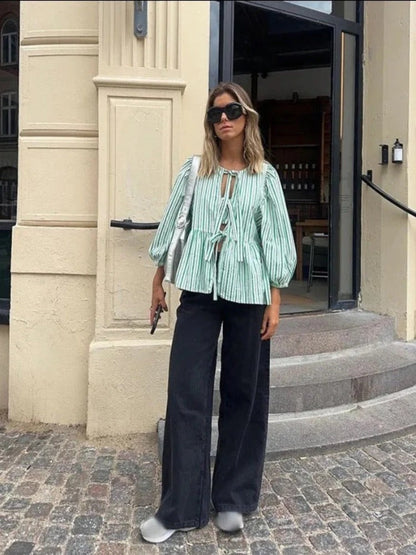 Ladies Puff Blouse with Long Sleeves - Rilley