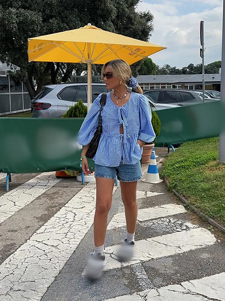 Ladies Puff Blouse with Long Sleeves - Rilley