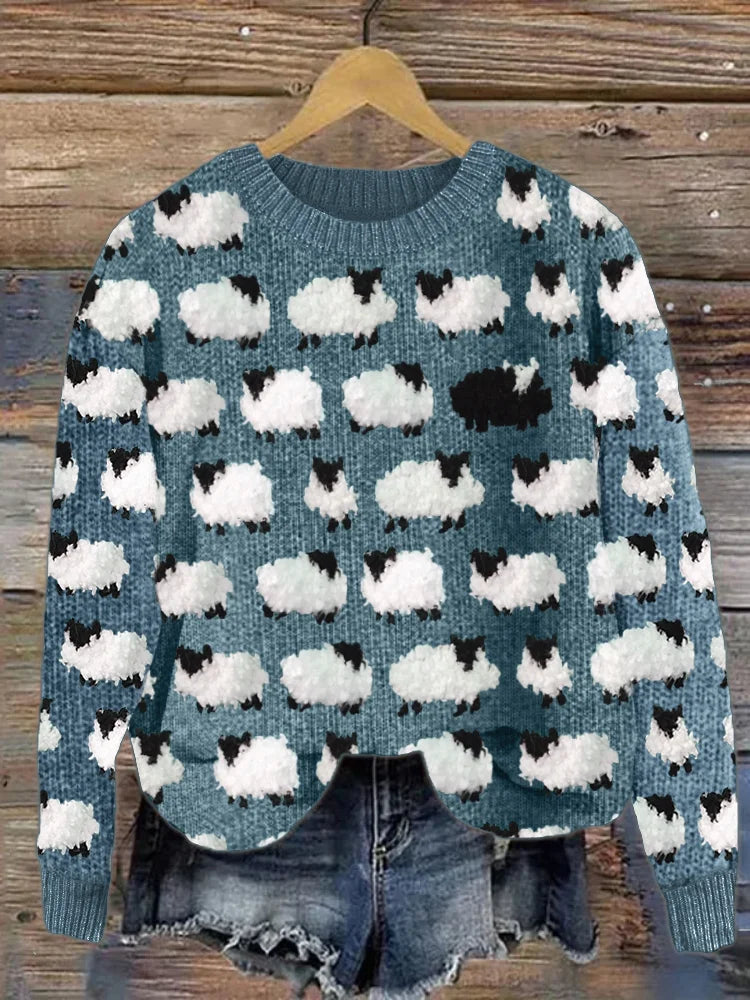 Ladies Retro Knitted Wool Sweater - Leilani