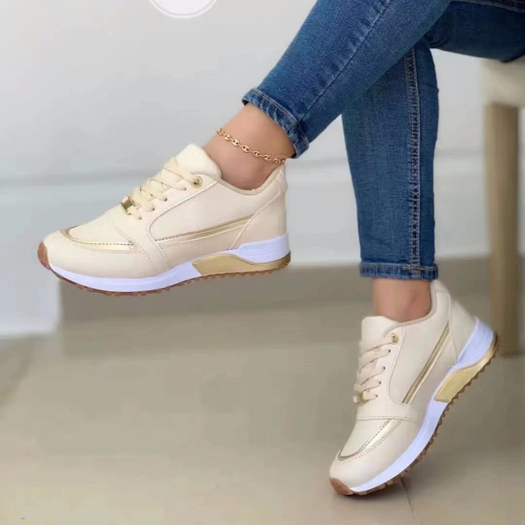 Ladies Sneakers with Flat Sole and Round Toe