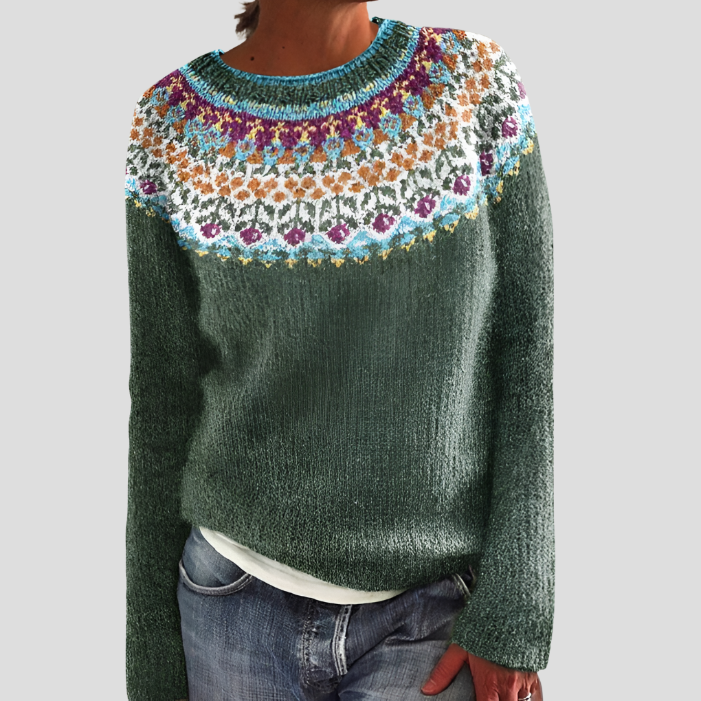 Ladies' Sweater with Garden Pattern