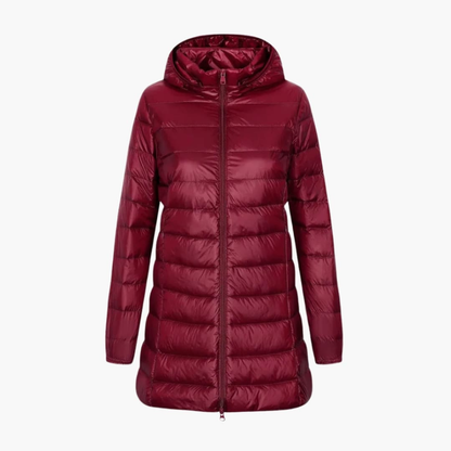 Ladies Winter Down Jacket with Hood and Long Cut