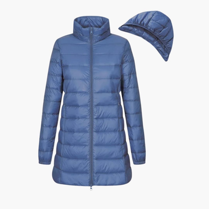 Ladies Winter Down Jacket with Hood and Long Cut