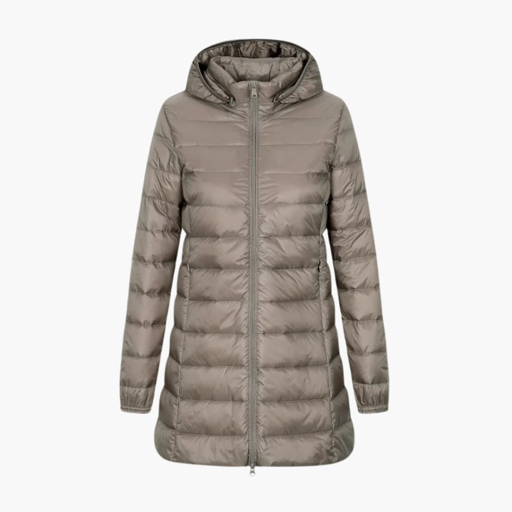 Ladies Winter Down Jacket with Hood and Long Cut
